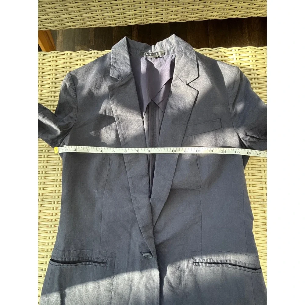Theory Grinson Navy Linen Blend Blazer‎ 4 structured minimalist layered classic